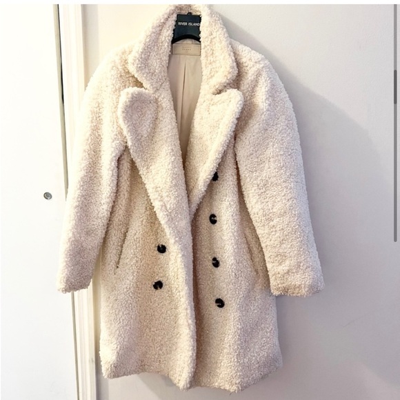 Blank NYC shearling double breasted teddy coat, ivory, size XS - Picture 4 of 10